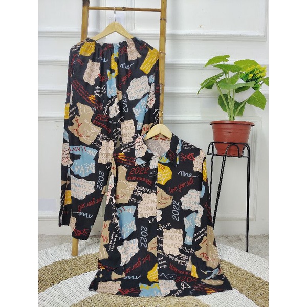 One set kemeja rayon set piyama wanita setcel rayon motif set rayon PART II