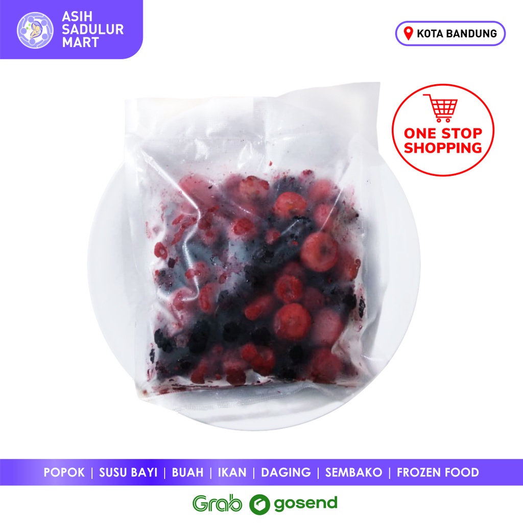 Mix Berries (Berry) Stroberi Rasberi Raspberry Blackberry Blueberry dan Kiwi Beku 500g - Promo Buah Frozen Campur | Asih Sadulur Mart