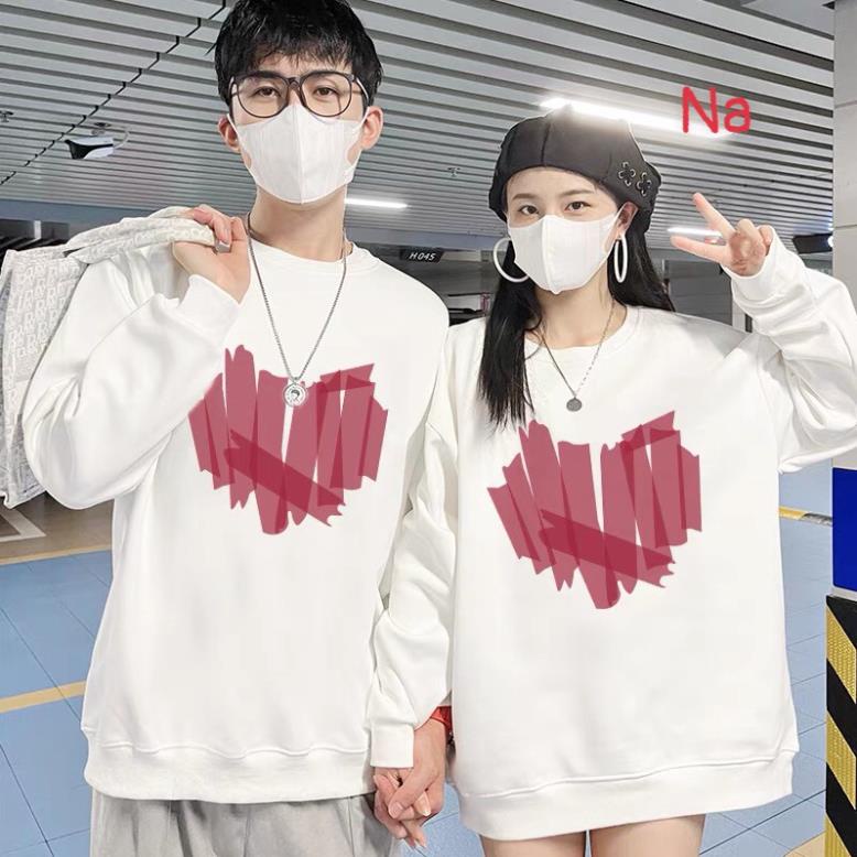 Promo COD Sweater Crewneck Pria Wanita Couple Goals Super hot hit unisex loose form Fleece fabric sharp heart pattern printed sweatshirt for couples