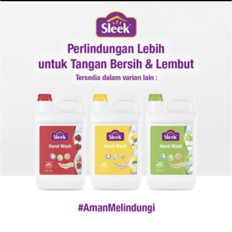 SLEEK HAND WASH APPLE STRAWBERRY LEMON Sabun Cuci Tangan Aroma 4 Liter