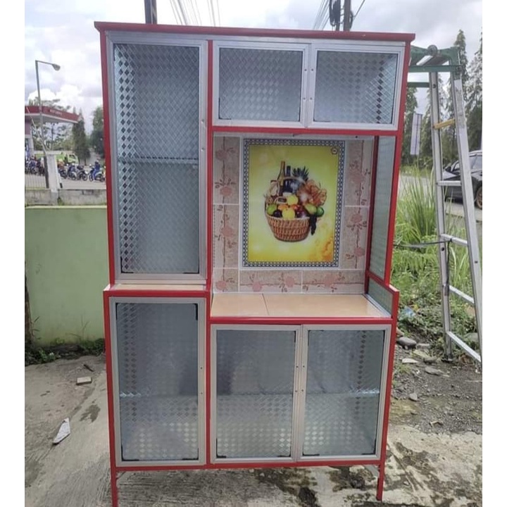 RAK PIRING ALUMUNIUM 3 PINTU LIST WARNA