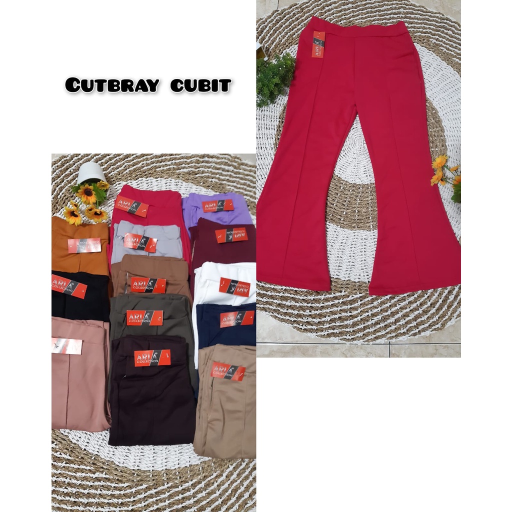 Celana cutbray cubit scuba // cutbray highwaist ( BISA COD)