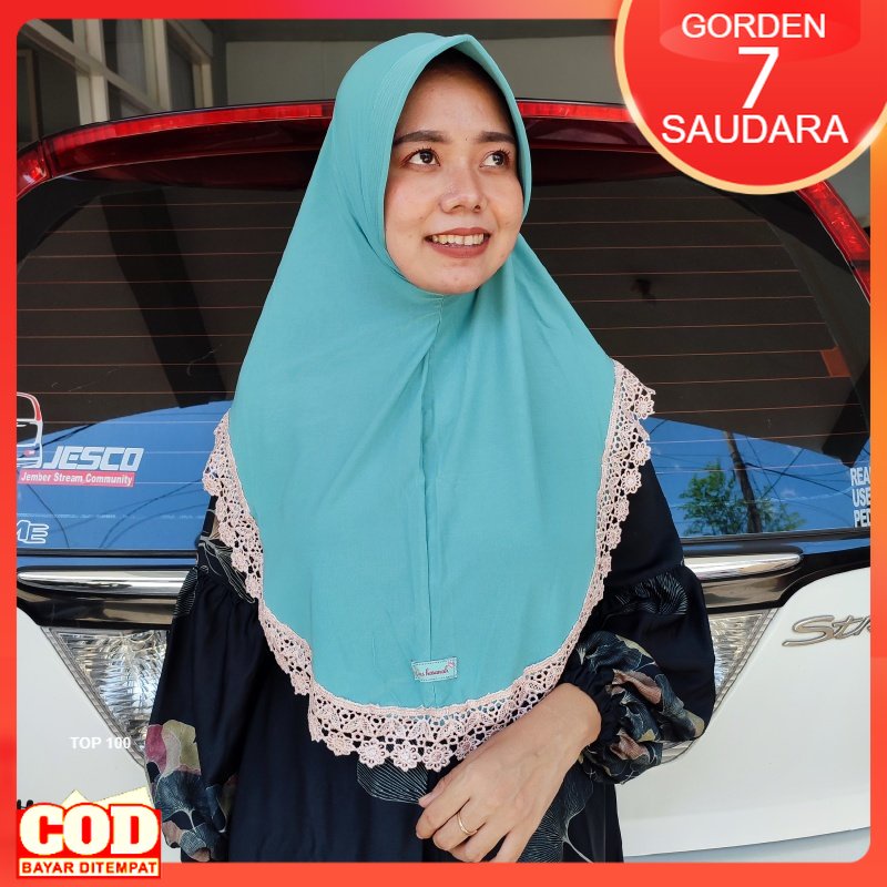 Jilbab Bergo Instant Renda Syari Hijab Instan Kerudung Daily Premium Khimar Casual Bahan Kaos Pet Je