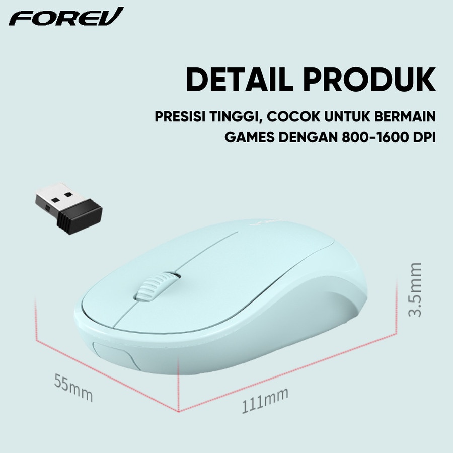 Mouse Wireless Forev FV185 2.4G Ergonomic Gaming Up to 1600DPI