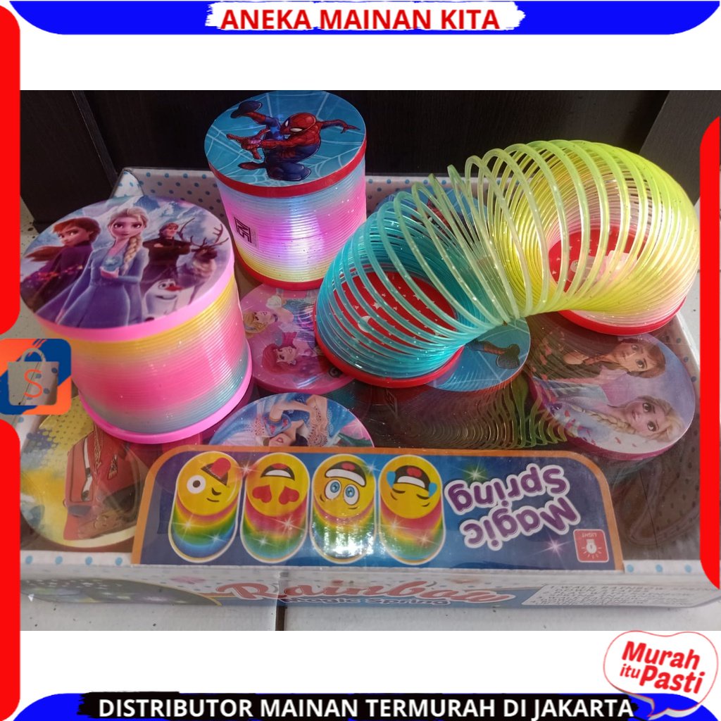 Mainan Anak Per Pegas Pelangi Jumbo Rainbow Spring Slinky Magic Warna Pelangi Ada Lampu