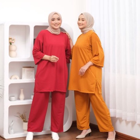 Setelan OVERSIZE Celana KULOT | One Set Jumbo | Set kaos polos BIG SIZE Busui Friendly