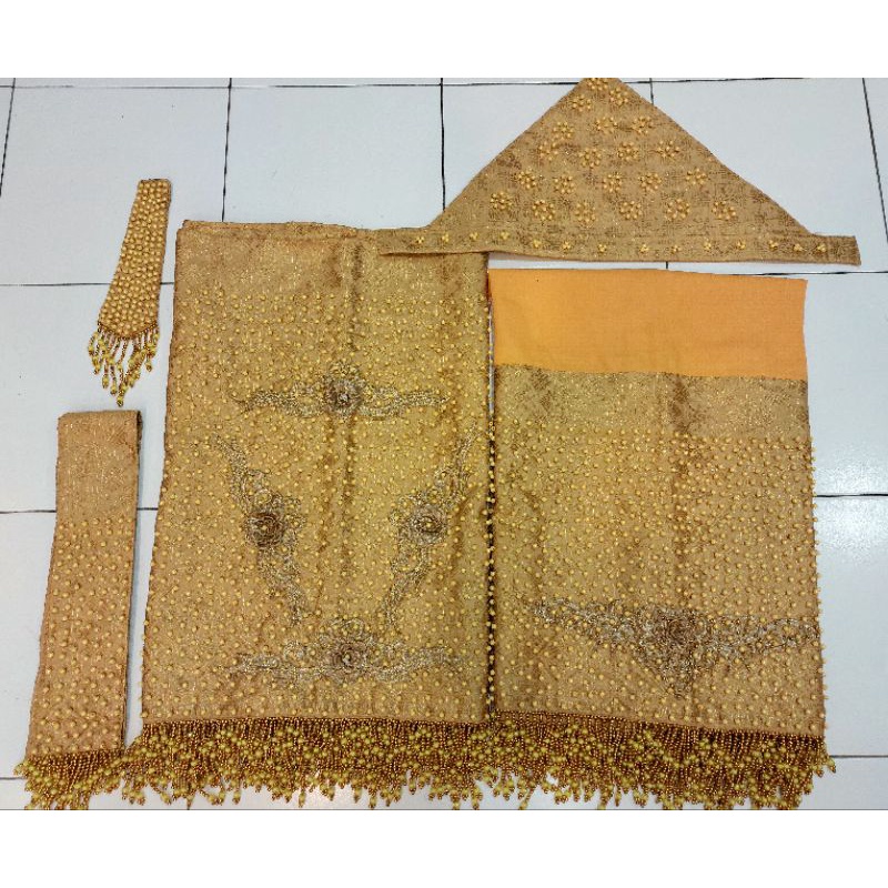 KAIN SONGKET ACEH PAYET MUTIARA/SET KAIN SONGKET PENGANTIN ACEH PAYET MUTIARA