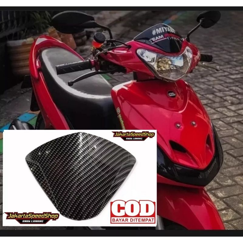 Visor variasi yamaha mio smile mio sporty carbon dan hitam bahan tebal plus lem 3m double tape universal