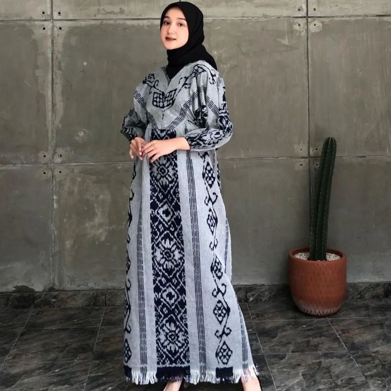 Gamis wanita termurah terbaru baju wanita tenun ikat etnik blanket jepara