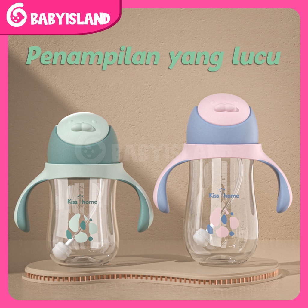 1 Cangkir 3 Botol Minum Bayi Sedotan Anti Tumpah BPA Free Tali Panjang Botol Minum Anak Cangkir Pelatihan Sippy Portabel