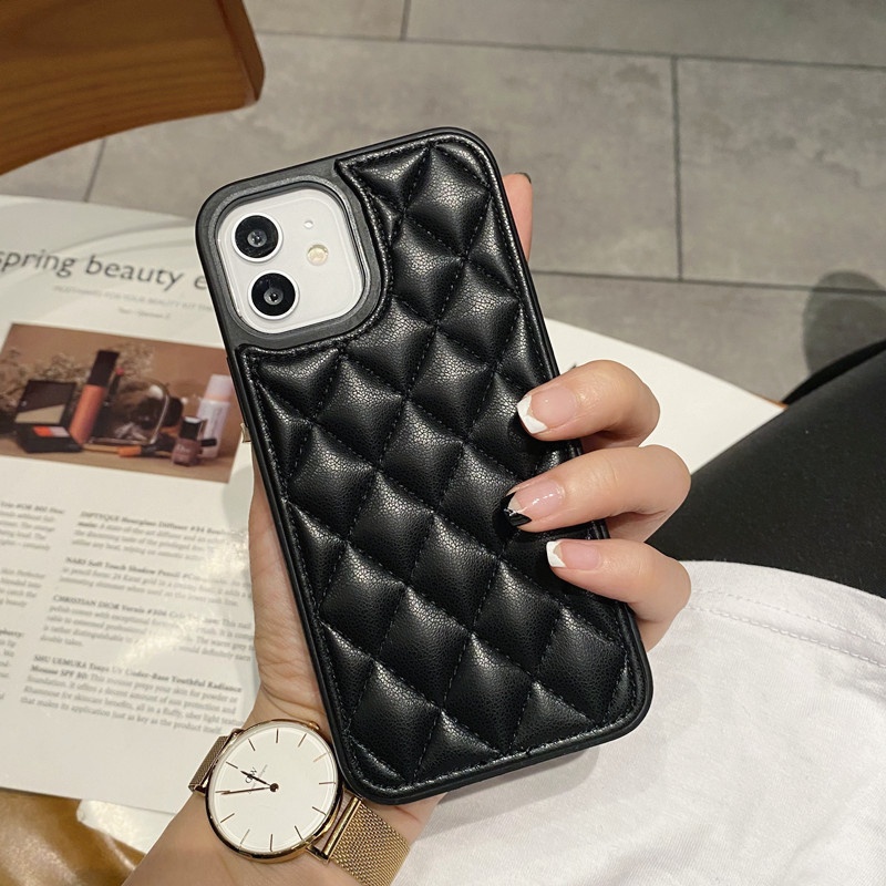 Hard Case Bahan Kulit Domba Untuk iPhone 13 12 11 Pro X XS Max XR 7 8 Plus