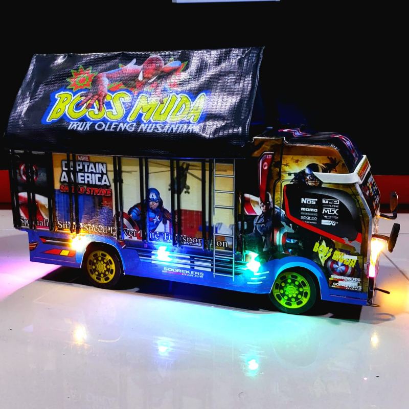 Promo Miniatur Truk Oleng full lampu terpal murah bisa belok mainan