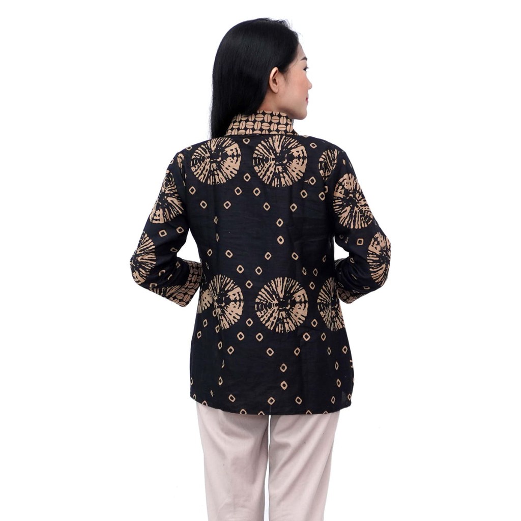 Batik Wanita Atasan Blouse Lengan Panjang Resleting Depan Busui Batik Dua Putri Collection