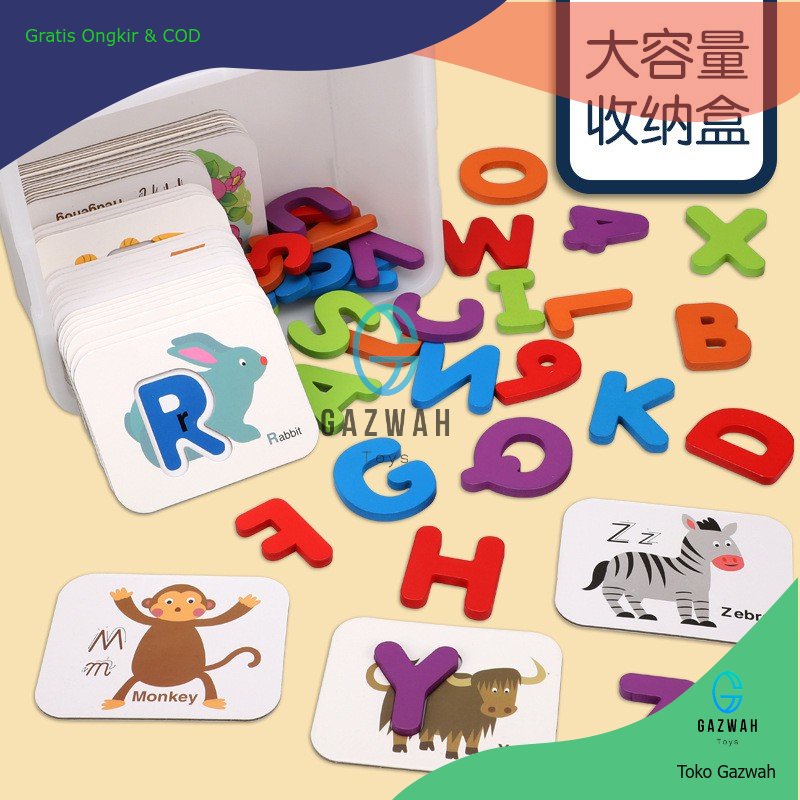 Puzzle Kognitif Alfabet Kotak Untuk si Anak