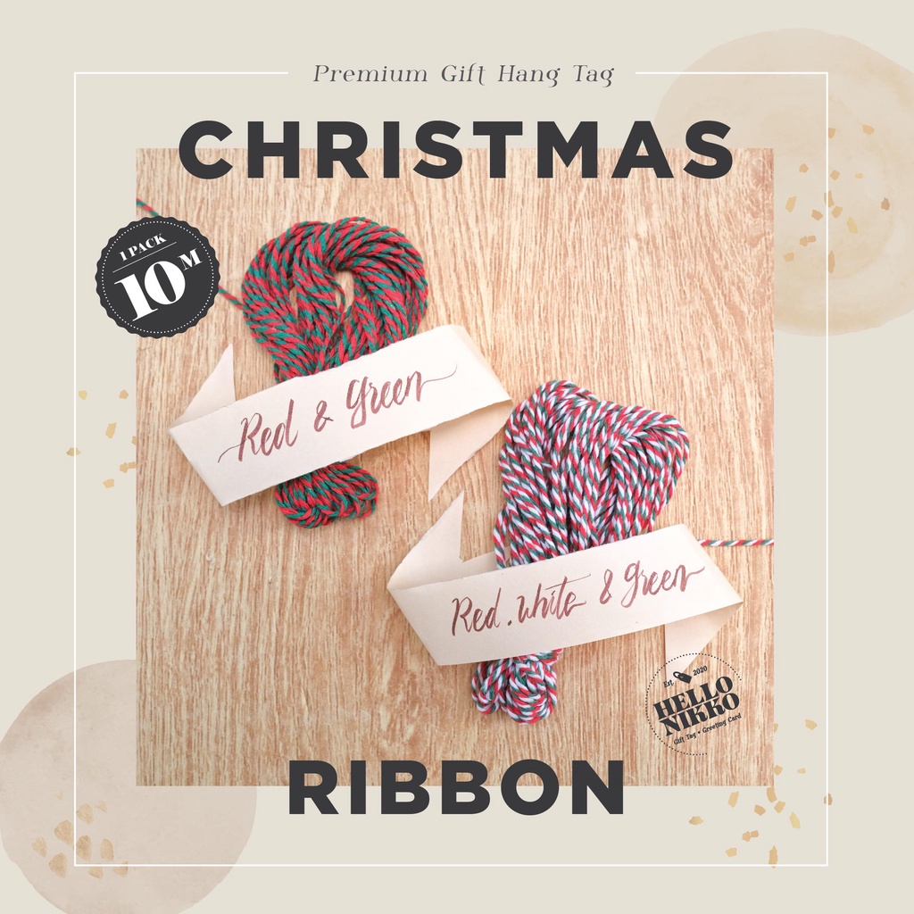 

Christmas Ribbon Tali kado bakers twine merah natal gift pita hampers parcel