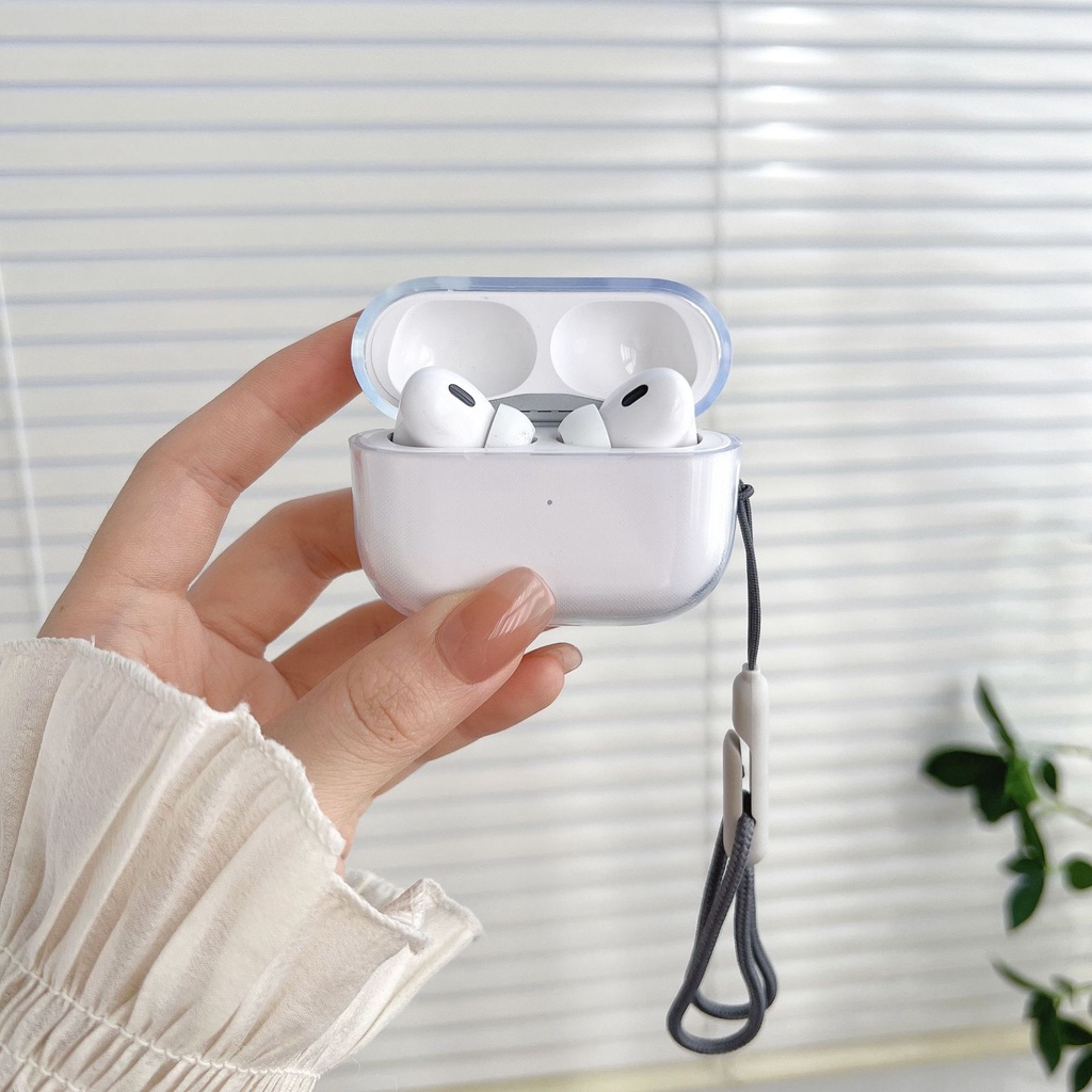 Case Kompatibel Untuk Airpods Pro 2case Earphone Transparan TPU Headphone Cover Dengan Selempang