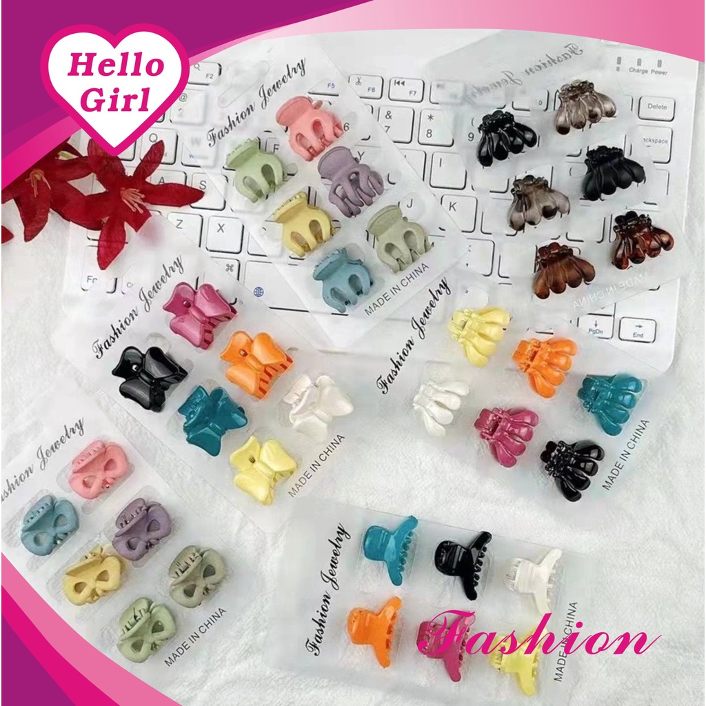 (Hello Girl)F102 6pcs Set Jepit Rambut Wanita 2.5cm Women Hair Claw Import