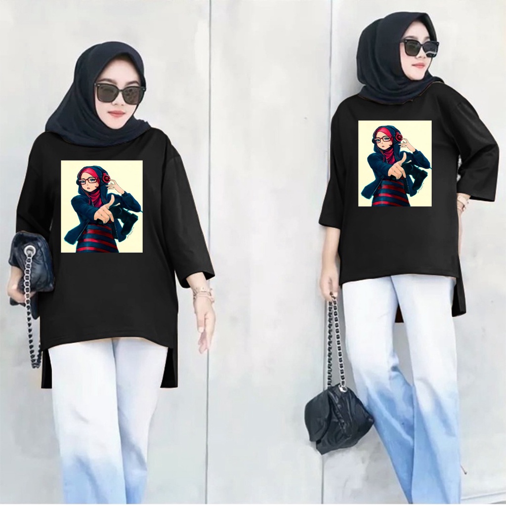 GSC - Tunik basic wanita hijab's / Long tunik ANIME 014 / Tunik wanita dewasa / tunik jumbo motif