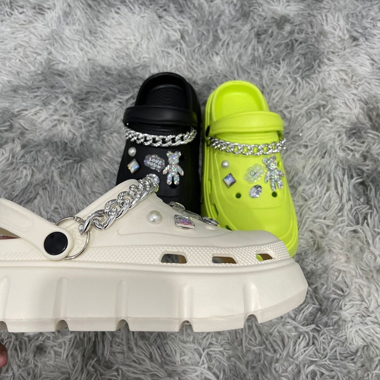 LFS-SW15 Sandal Wanita Bae Clog Chain Eva Jelly COD FREE JIBBITZ