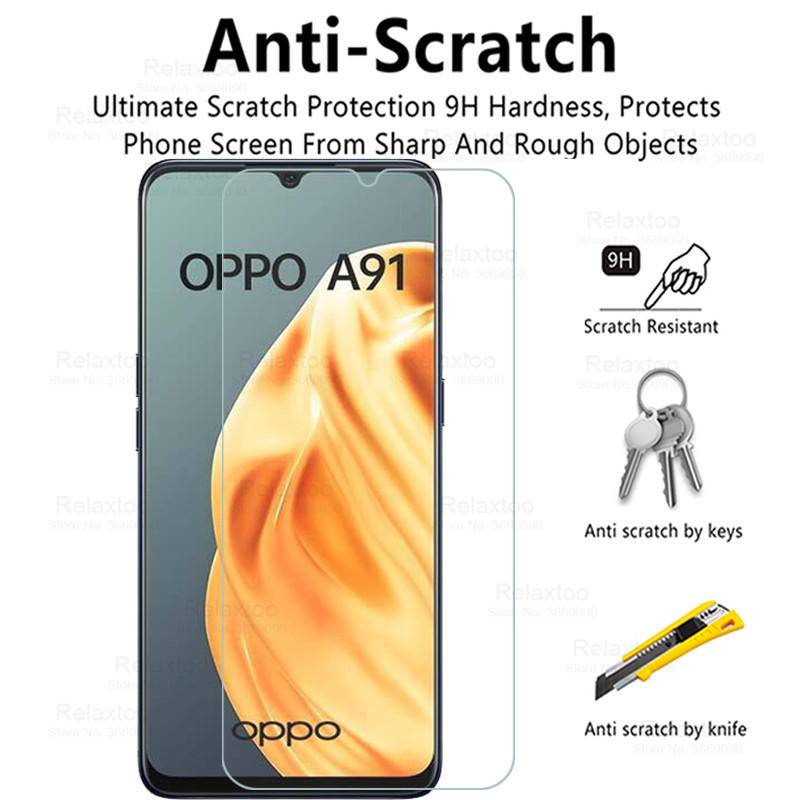 3pcs Pelindung Layar Tempered Glass Untuk OPPO A91