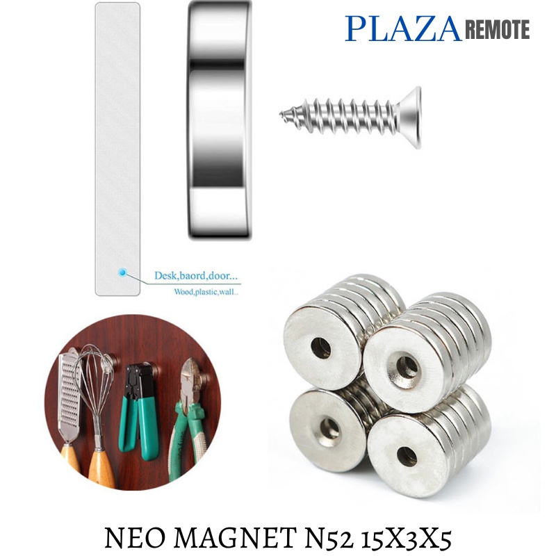 NEO MAGNET NEODYMIUM N52 SUPER KUAT COIN CINCIN LUBANG 15X3X5