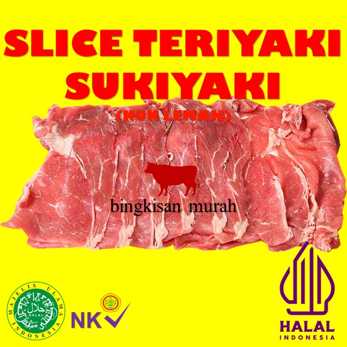 

daging teriyaki / sukiyaki slice non lemak sapi import potong @500gr