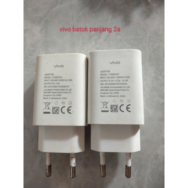 Charger Vivo panjang 2A 10W second ori bawaan HP, tanpa kabel