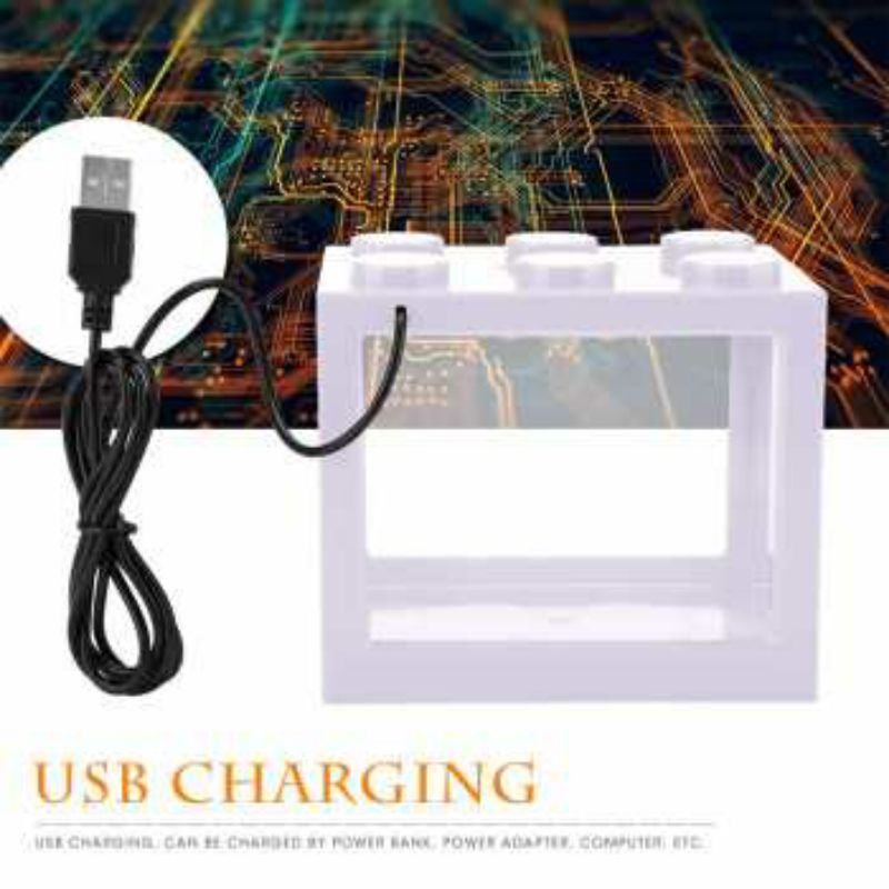 Aquarium Mini Ikan Cupang Hias LED Kecil Lego Block with White 12×8×11 CM