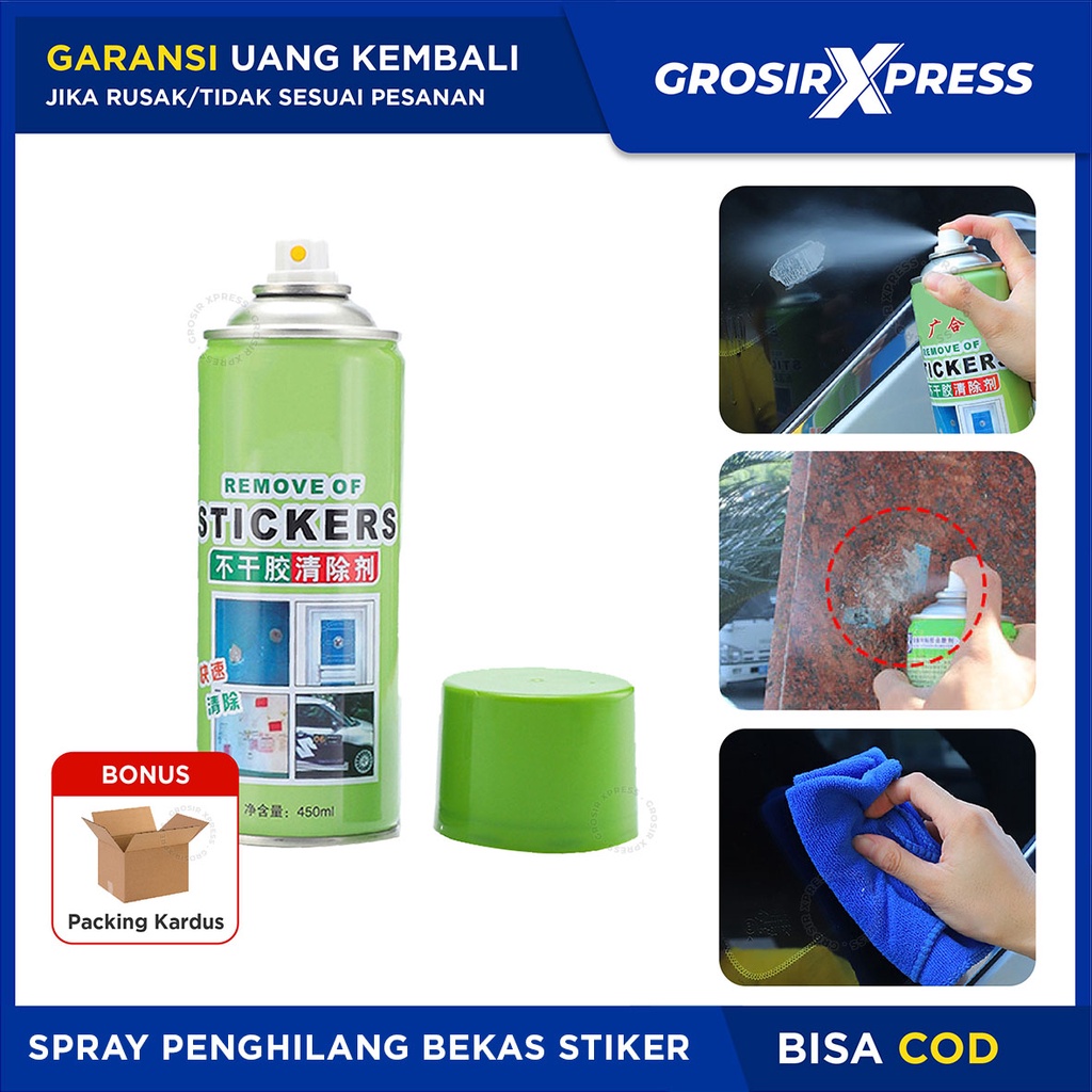 Stiker Remover Spray Penghapus Lem Bekas Sticker Semprotan Pembersih Penghilang noda cat pilox pada kendaraan Sprei stiker