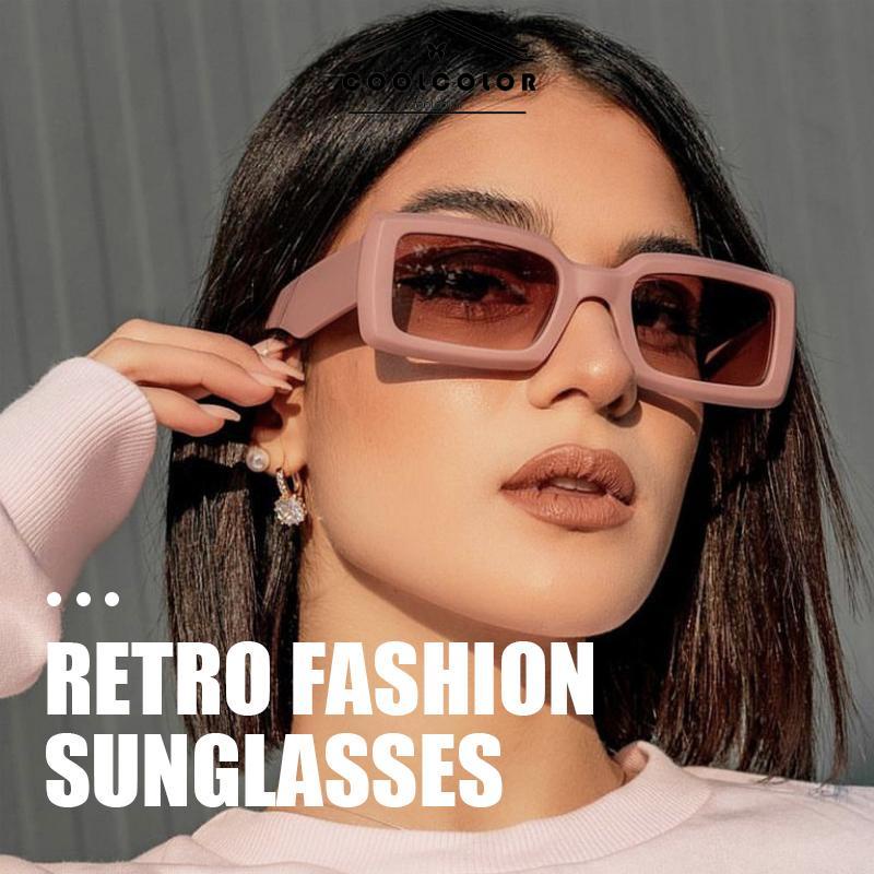 COD❤️Kacamata Hitam UV400 Bentuk Persegi Panjang Motif Leopard Gaya Retro Untuk Wanita Fashion- cl