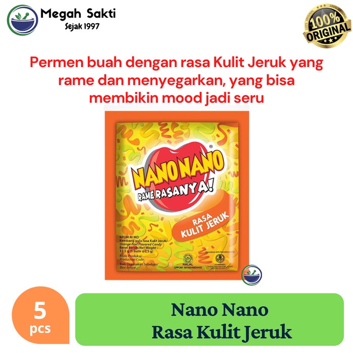 

MGS - Nano Nano Rasa Kulit Jeruk Sachet Isi 5's - Permen Manisan Buah