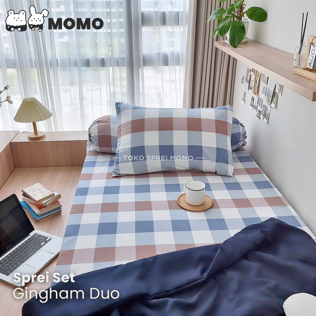 Sprei Set Motif Kotak Ukuran 90, 100 dan 120 x 200 MOMO