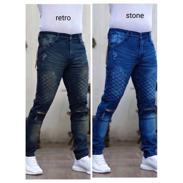 GROSIR CELANA JEANS  BIKER GARIS SOBEK GAUL - CELANA PANJANG PRIA DENIM BIKER RIPPED