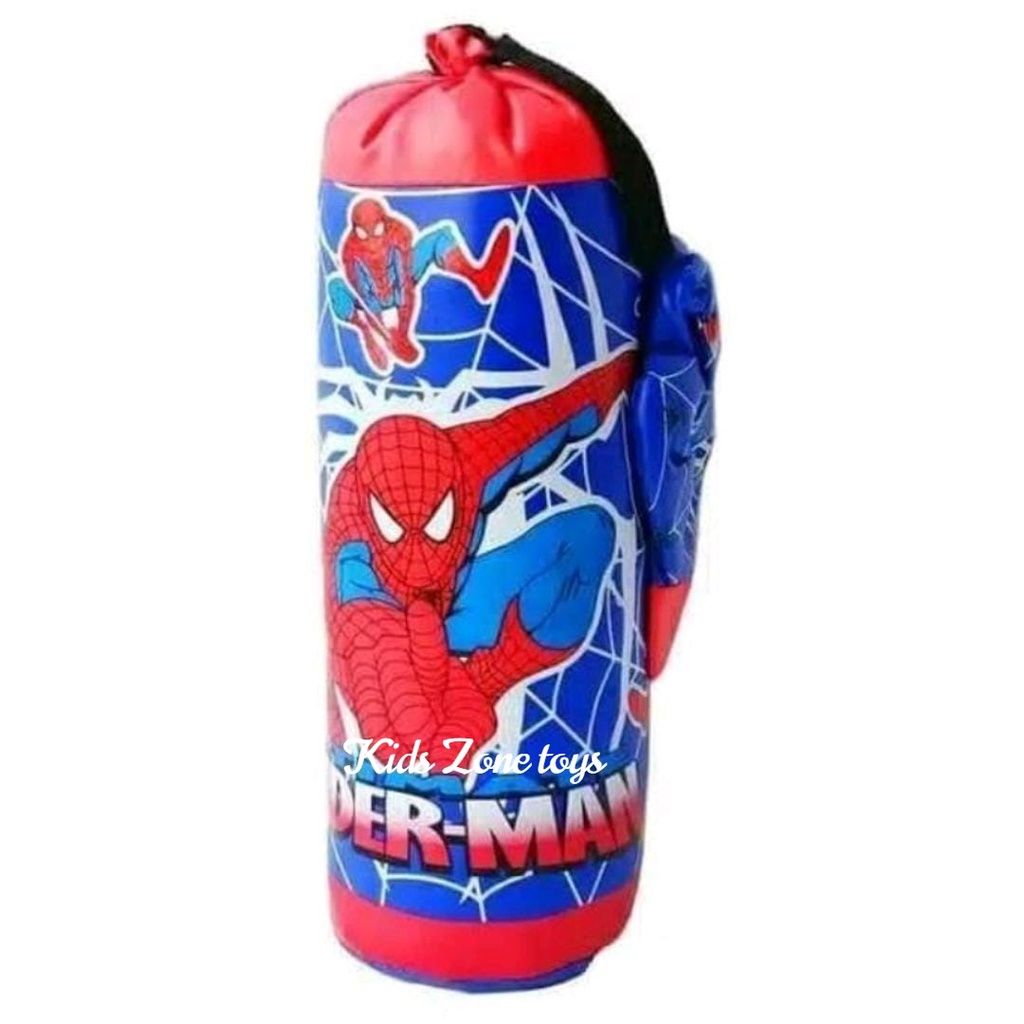 Mainan Anak Olahraga Laki Laki Samsak Tinju Spiderman + Sarung Tinju Berkarakter