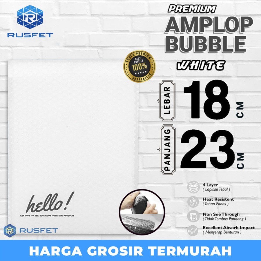 

AMPLOP BUBBLE MAILER WHITE 18x23cm ENVELOPE WRAP RUFSET PREMIUM