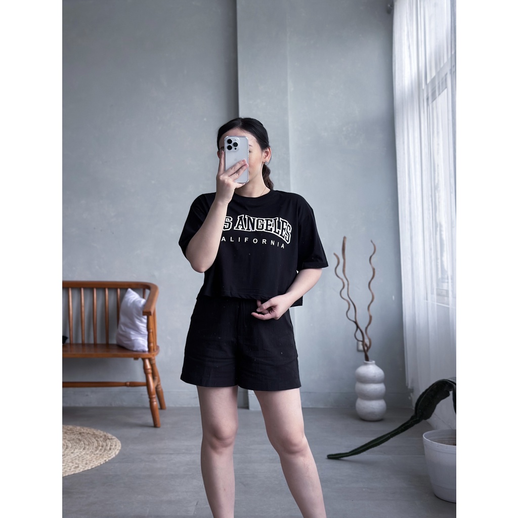 INFINITEE Crop Top Oversized Ukuran Jumbo Motif Terkini Bahan Cotton Combed 30s