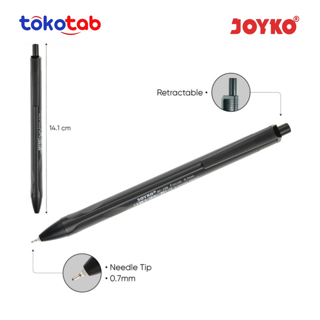 

Tokotab - Pulpen Pena Bolpoin Joyko Vokus BP-338 BP-349 0.7mm Hitam