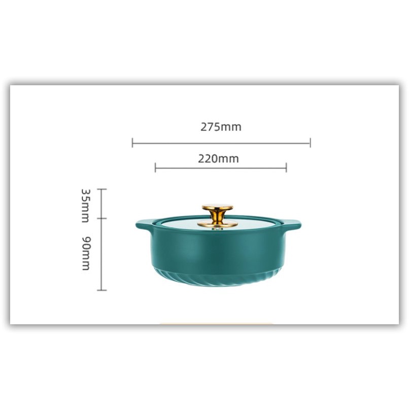 Panci Keramik Premium Perebus Panci Keramik Anti Panas Tutup Kaca / Panci Masak Sup Hotpot