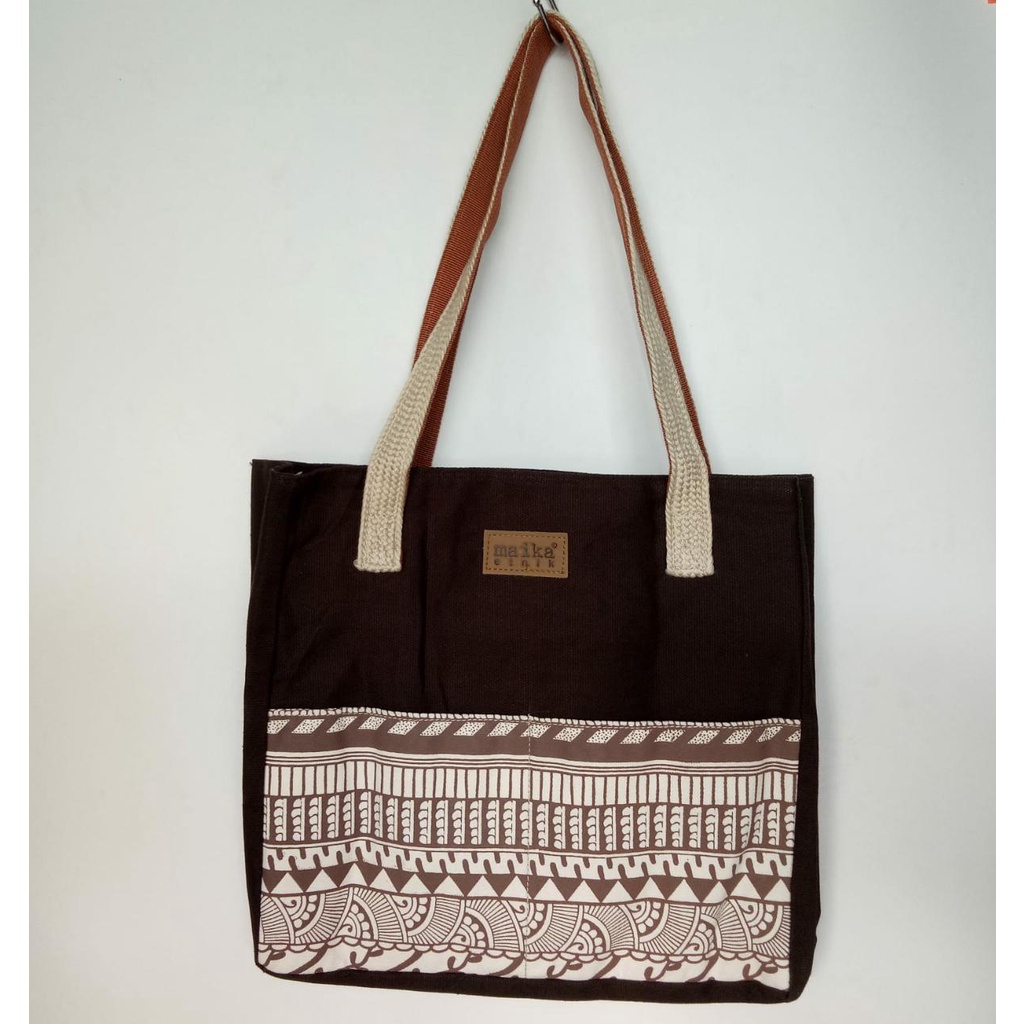 TOTEBAG MAIKA TRIBAL DARK BROWN Tas tote etnik cantik serbaguna tali panjang
