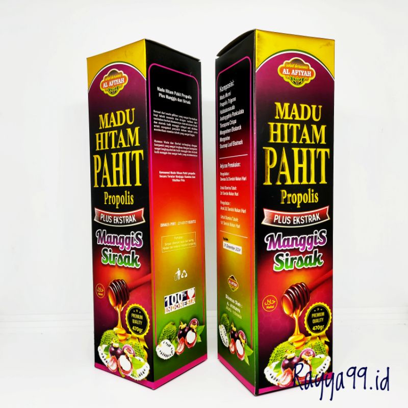 

Madu Hitam Pahit Propolis Plus Ekstrak Manggis dan Sirsak Al-Afiyah 470gr by Rayya