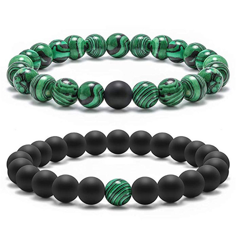 Gelang Batu Natural Malachite Black Agate