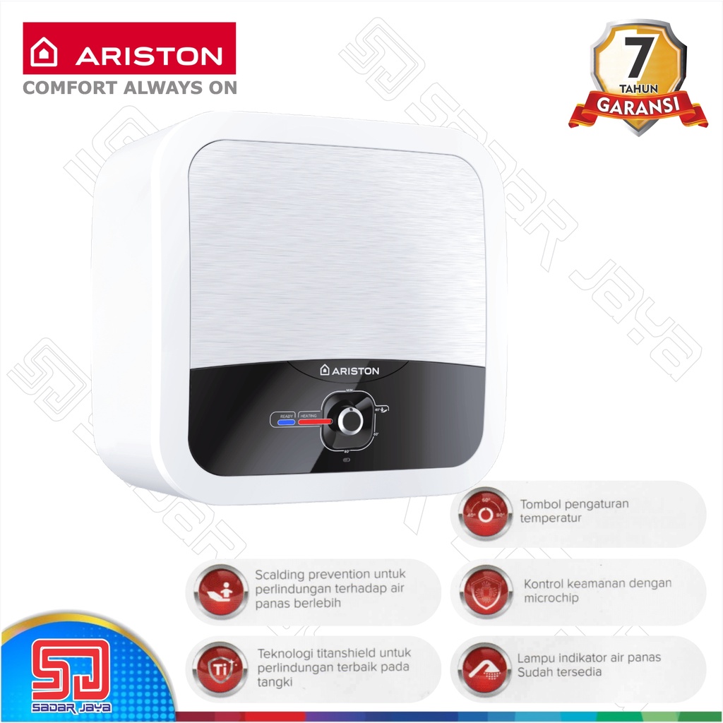 Ariston Andris 2 AN2 RS 30 liter 500 watt Water Heater Keluarga Pemanas Air Hangat Mandi