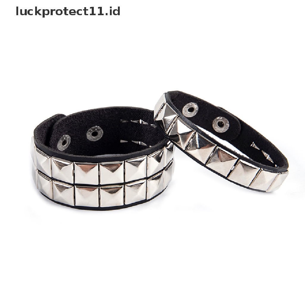 Gelang Bangle Cuff Lebar Aksen Rivet Unik Gaya Punk Gothic Rock Untuk Pria / Wanita