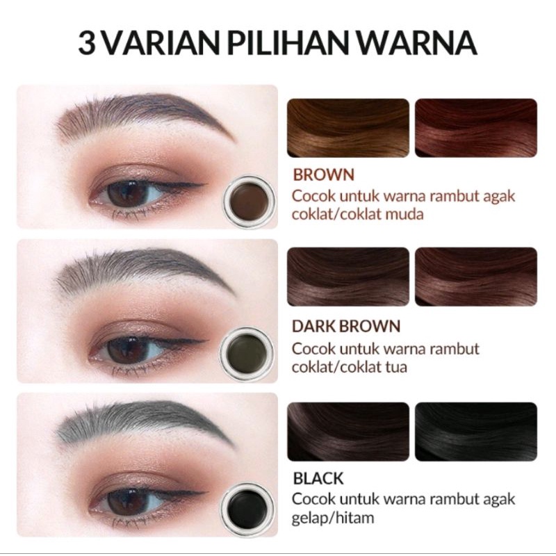 [BPOM] Colorkey x Bioaqua Kosmetik Eyebrow Cream Alis Brush 3g Tahan Lama Tahan Air