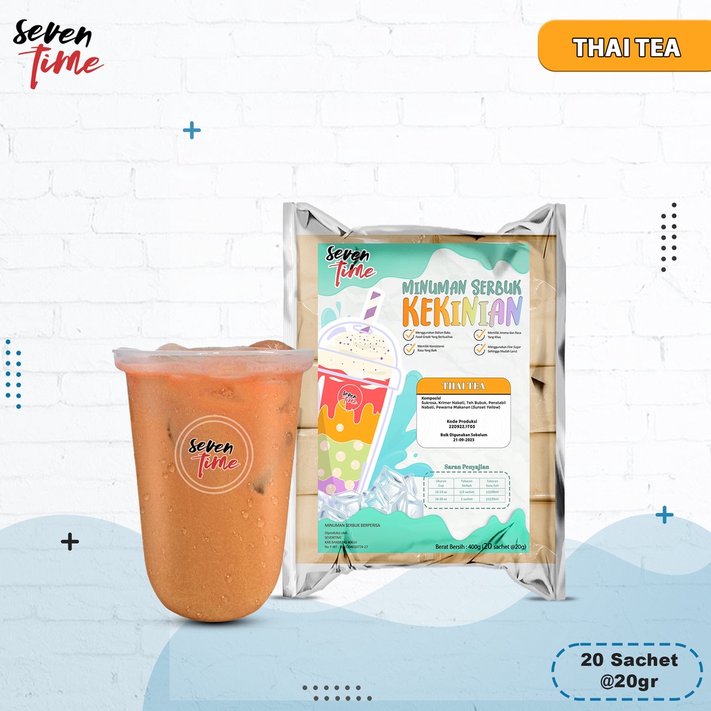 

Minuman Serbuk Kekinian Seventime Thai Tea 400 gr @20 Sachet