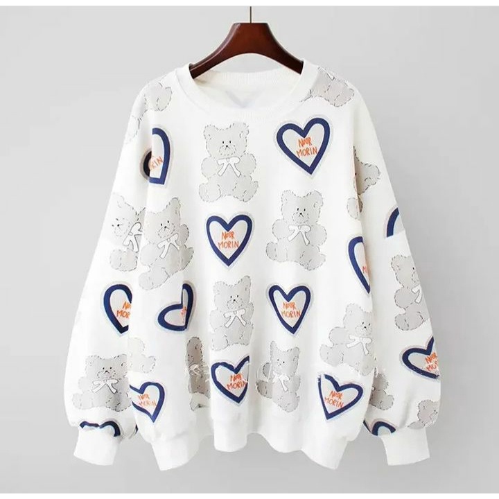 Sweater Wanita Fullprint Oversize Bear