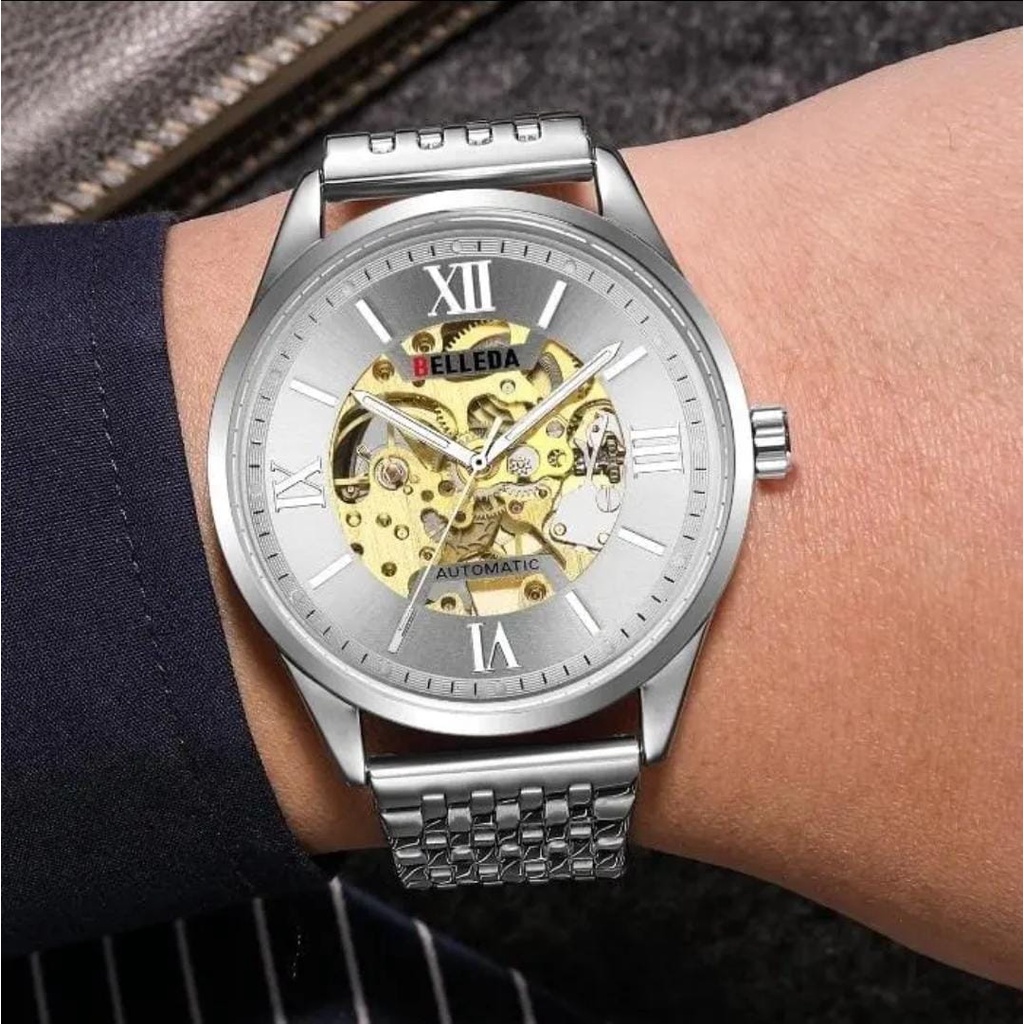 BELLEDA 9397 Mekanik Otomatis Jam Tangan Pria Luxury Stainless Steel Original Anti Air Automatic Watch