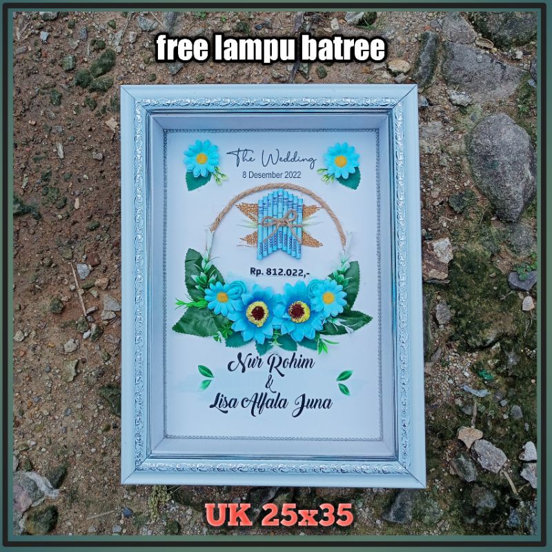 Bingkai Foto Mahar Pernikahan Rustik Simple Murah Ukuran 25x35 Bingkai Mahar 3D Perlengkapan Aksesor
