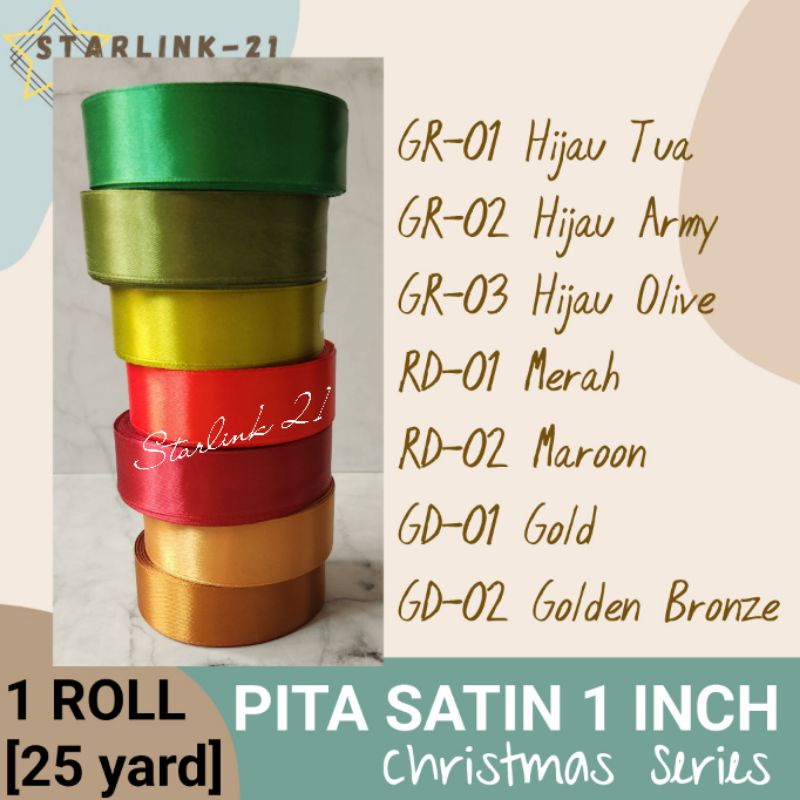 

[1 ROLL] PITA SATIN 1 Inch Seri NATAL | Pita Kado Pita Parsel ST-01