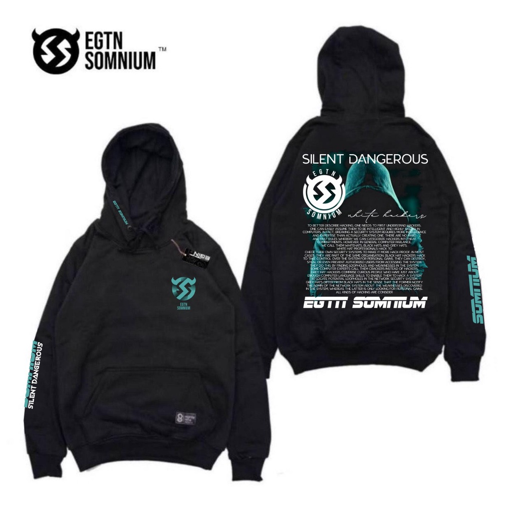 Hoodie Hitam Beautiful Original Egtn Somnium-Sweater Pria Wanita Distro Bandung Haban Fleece 280 Gramasi Ketebalan